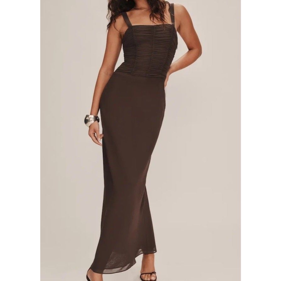 Reformation $348 Josetta Dress Size: 4 , Mole Brown Nwt